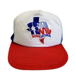 Vintage 1986 Texas 150 Year Sesquicentennial Trucker Snapback Hat/Cap